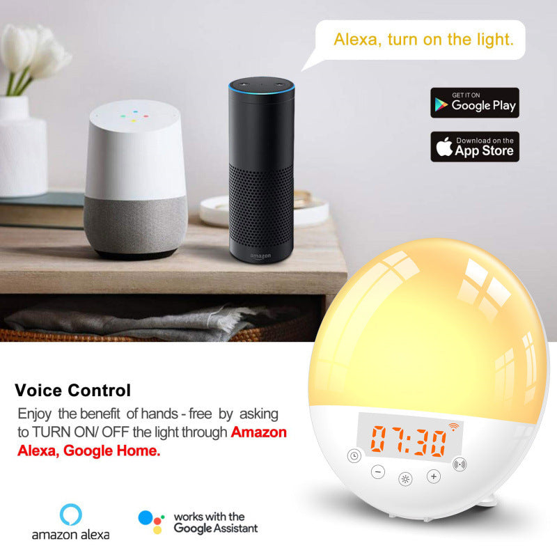 Smart WiFi Sunrise Alarm Clock – Voice-Controlled Natural Wake-Up Light for a Gentle Start