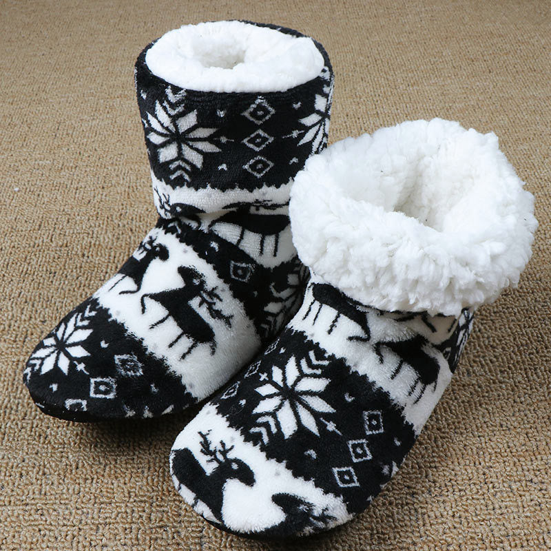 Cozy Christmas Elk Plush Slippers - Warm Indoor Socks Shoes for the Holiday Season