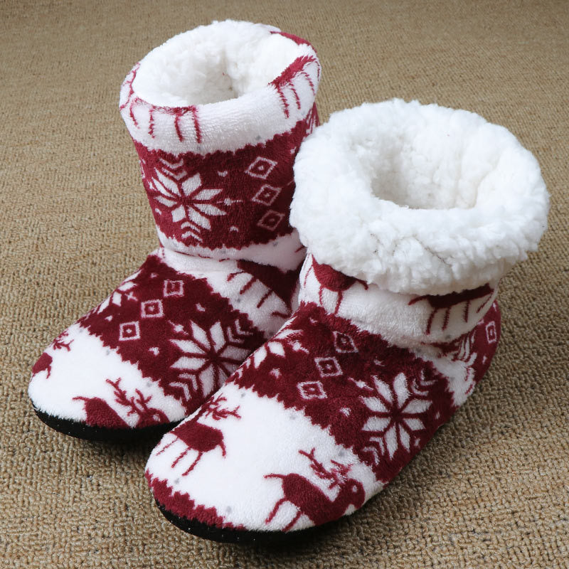 Cozy Christmas Elk Plush Slippers - Warm Indoor Socks Shoes for the Holiday Season
