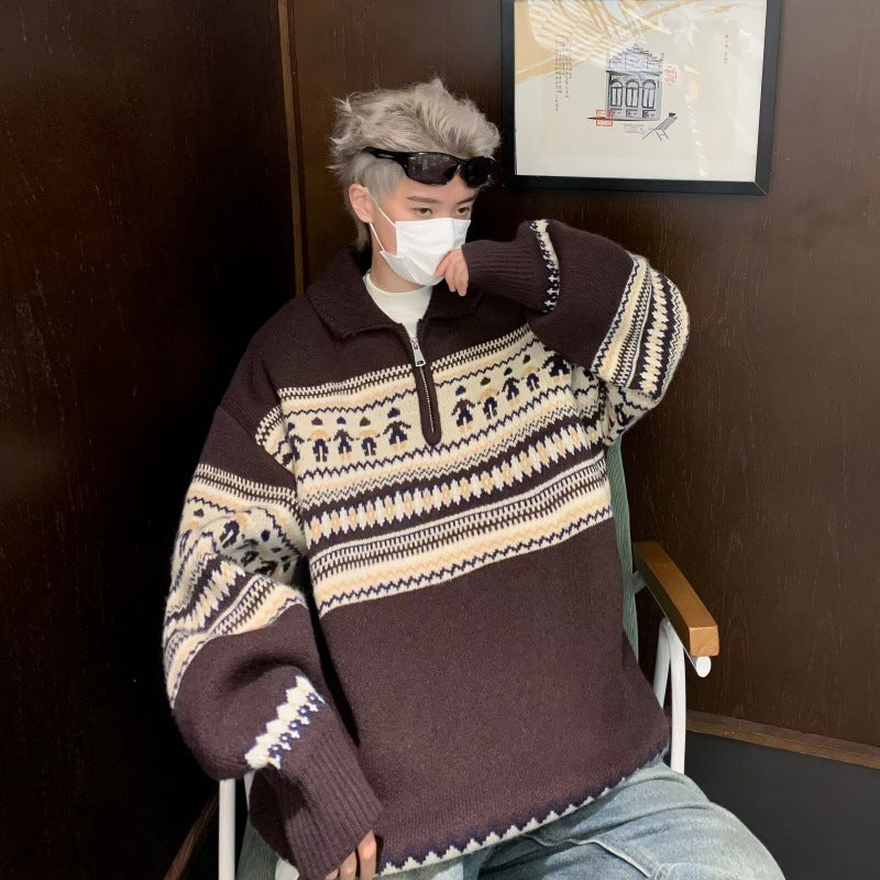 Ethnic Style Knitwear Sweater Coat For Men