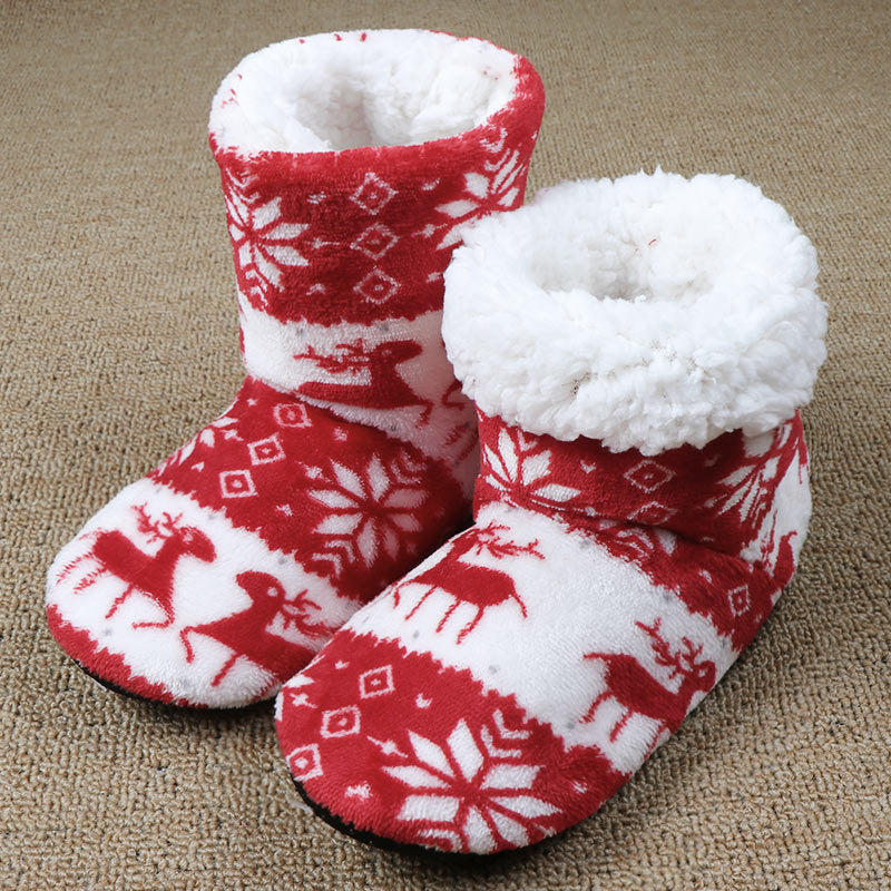 Cozy Christmas Elk Plush Slippers - Warm Indoor Socks Shoes for the Holiday Season