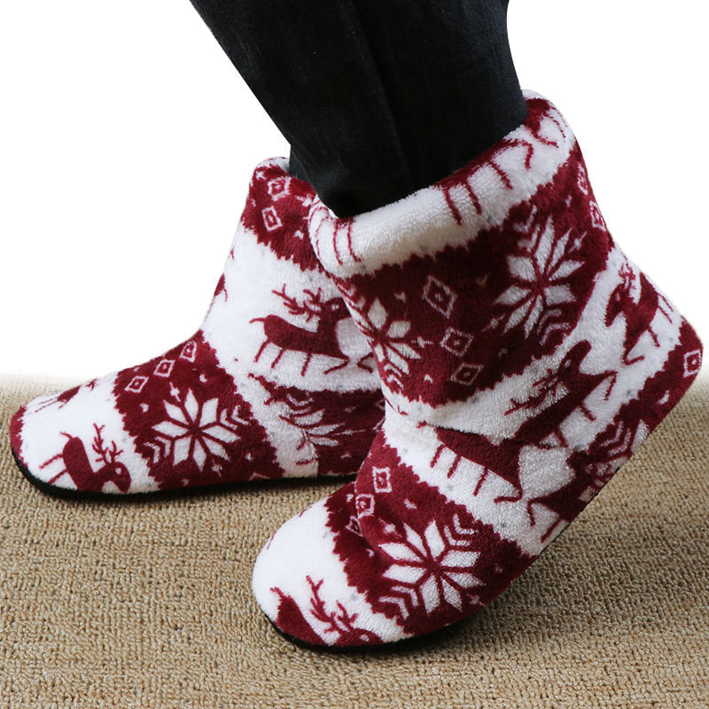 Cozy Christmas Elk Plush Slippers - Warm Indoor Socks Shoes for the Holiday Season
