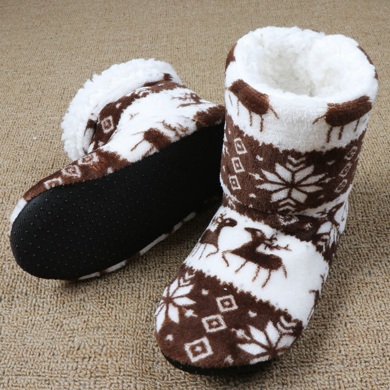Cozy Christmas Elk Plush Slippers - Warm Indoor Socks Shoes for the Holiday Season